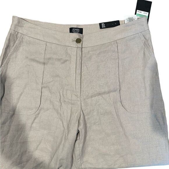NWT New York Signature Women’s Linen Khaki Wide Leg Crop Pants - Size 8 - Picture 2 of 7